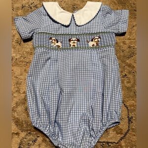 Delaney Blue Smocked Puppy
